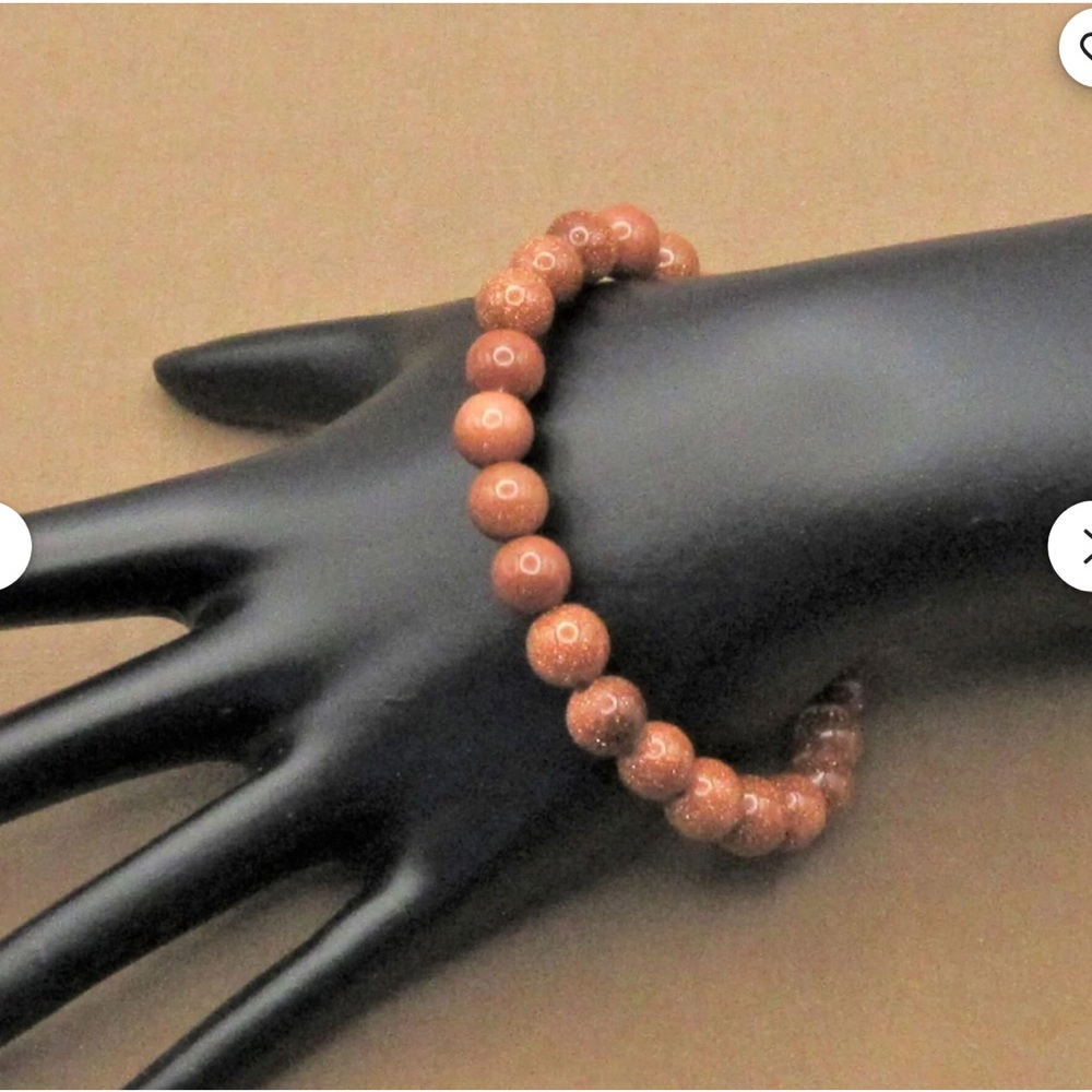 Goldstone, Sandstone Shimmering Goldstone Beaded Stretch bracelet